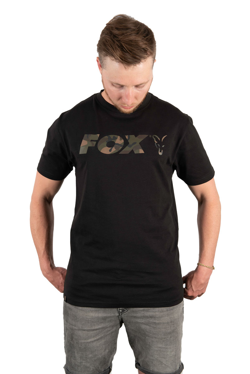 FOX Black/Camo Chest Print T-ShirtAll Sizes Available 