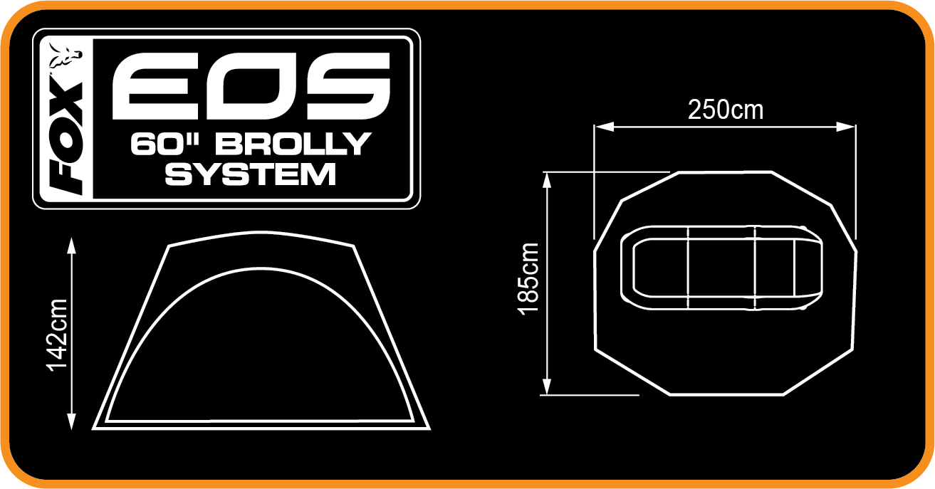 Fox Eos 60" Brolly System Eos 60in Brolly System für Karpfenangeln Camping 