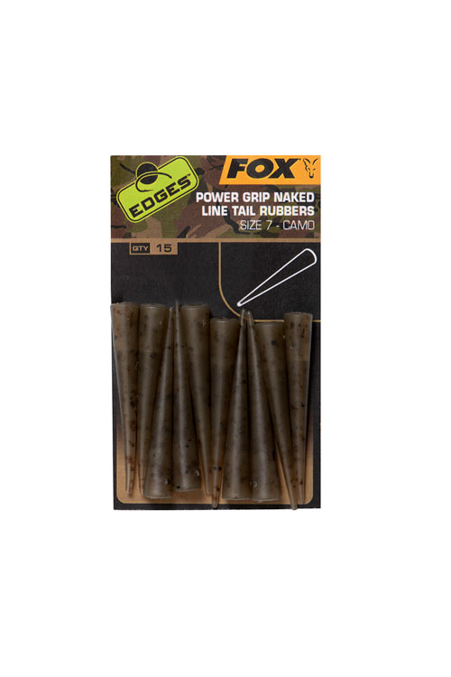 Fox Edges Camo Power Grip Naked Tail Rubber Size 7 x10 per il Carp Fishing 