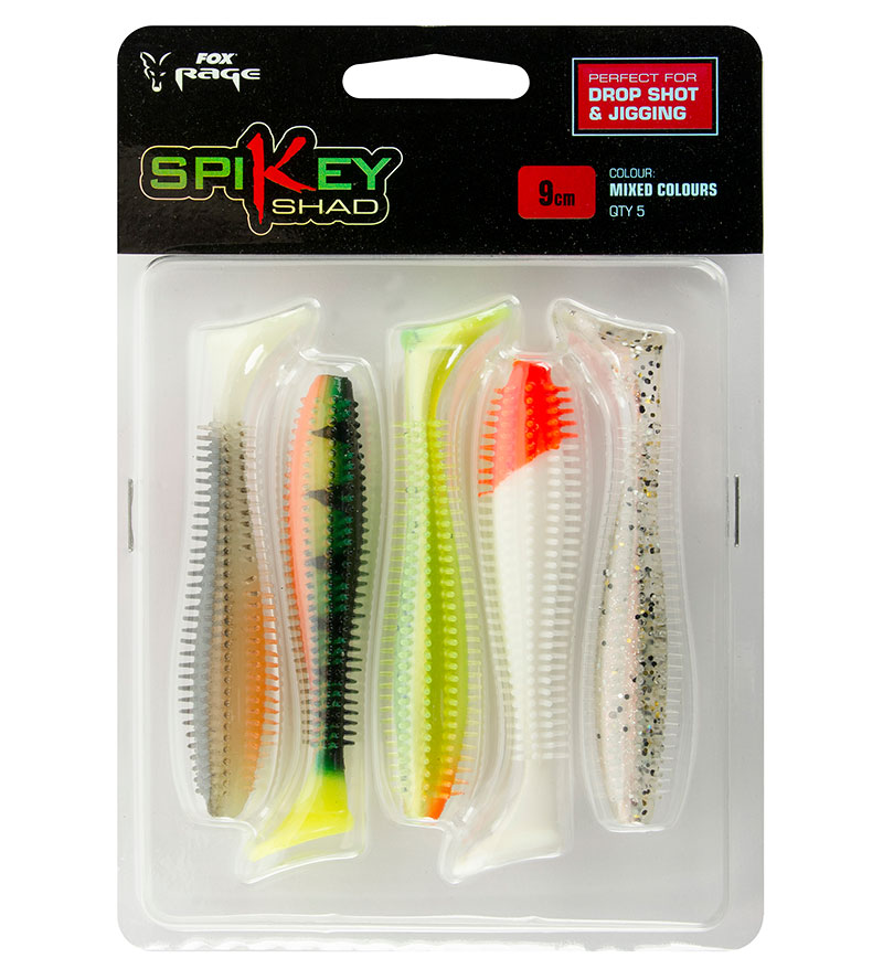 5 LURES HEAD 5 X FOX Rage Spikey Shad Lure - NEW ULTRA UV COLOURS 6cm OR 9cm 