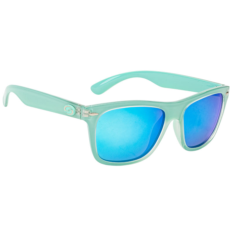 Strike King SK Plus Cash Sunglasses SK Plus Cash Seafoam Crystal Frame Multi Layer White Blue Mirror Gray Base Lens