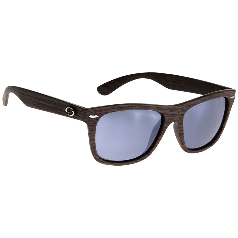 Strike King SK Plus Cash Sunglasses SK Plus Cash Woodgrain Frame Black Mirror Gray Base Lens